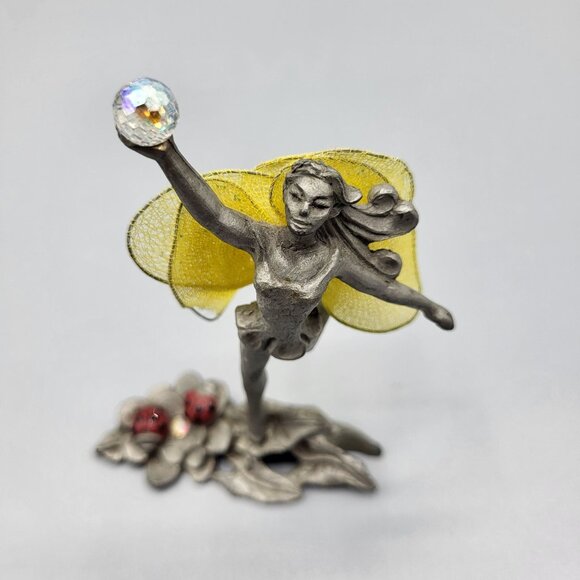 2000 Sunglo Signed Fairy Angel Figurine Butterfly Wings Crystal Ball Ladybugs - Picture 11 of 16